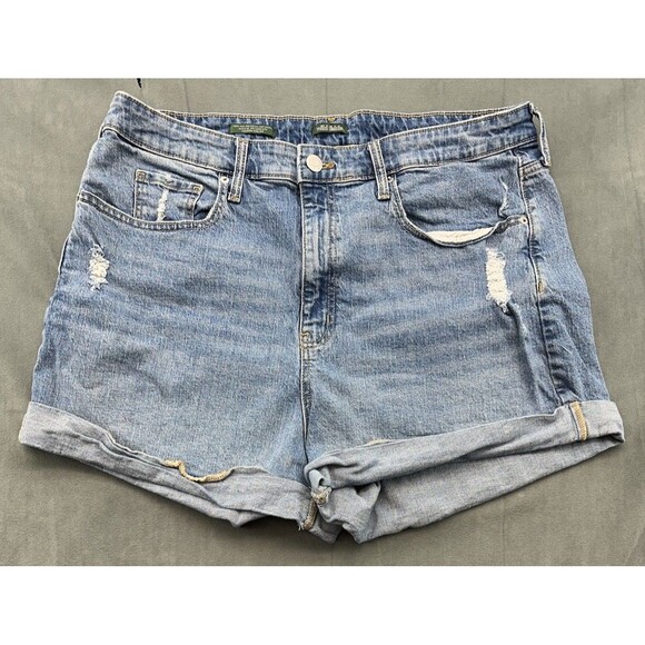 Wild Fable Juniors 17 R Super High Rise Rolled Cuff Jean Shorts Blue Medium Wash - Picture 1 of 12